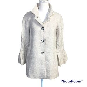 Zara cream tweed coat with bell sleeve Small